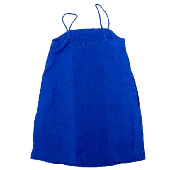 Madewell Max Linen Mini Dress Blue Size 0 Summer Vacation Resort Vibes - Picture 3 of 9